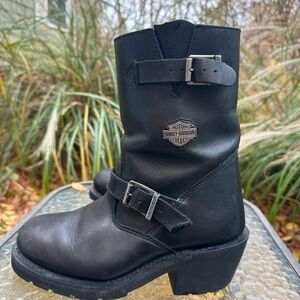 Harley-Davidson Black Leather Biker Boots